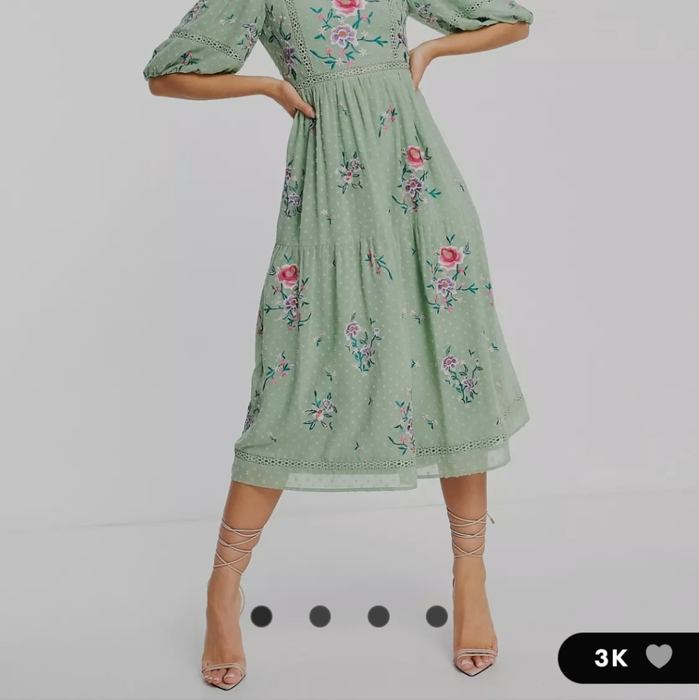 ASOS Women’s UK 10 US 6 high neck textured embroidered midi dress